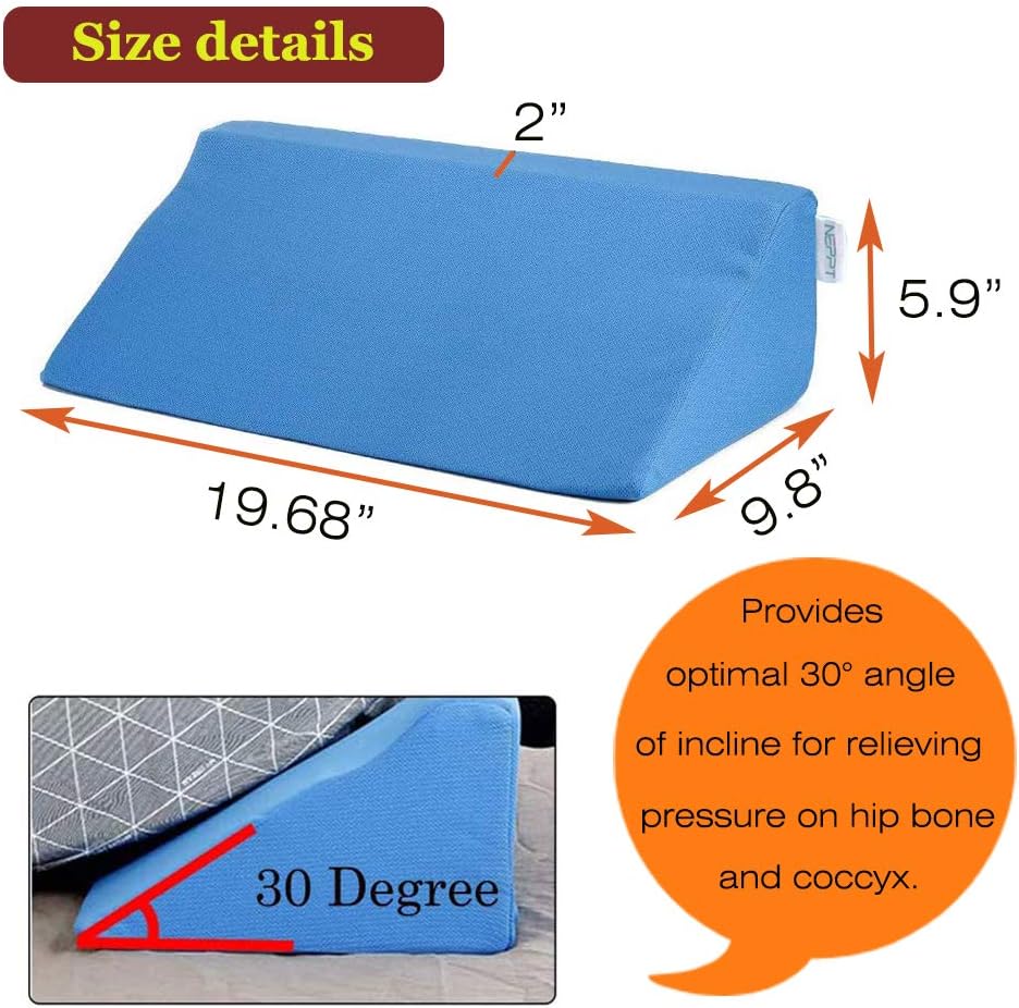 Wedge Pillows for Sleeping Foam Bed Wedges Body Positioners 30 Degree Incline Pillow for Adults, Side Sleeping, Back Pain, Medical Elevated Bolster Positioning Wedge (1 Pillow + 2 Cover): Kitchen & Dining