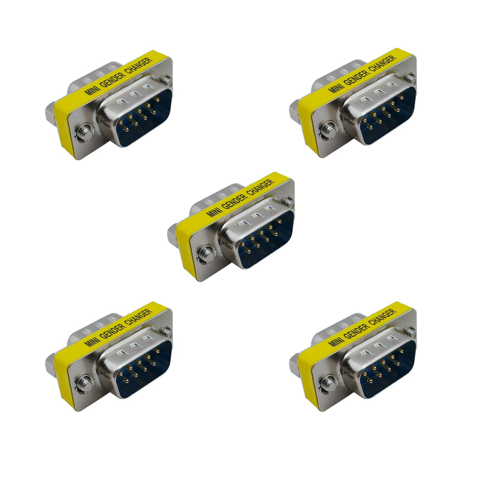 iYueMps 5pcs DB9 Gender Changer D-Sub Serial RS232 9 Pin Male to Male Adapter Gender Changer by Converter