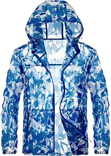 1931trendy Men's Ultra Lightweight Full Zip Front Long Sleeve Top Rashguard Blue Large