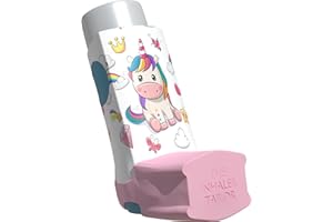 The Inhaler Tailor Inhaler Holder - for Ventolin & Shorter Style Inhaler - Vegan Leather - Adults & Kids Asthma Inhaler Case with Eyelet for Keychain/Lanyard - Handmade (Shorter, UNA The Unicorn)