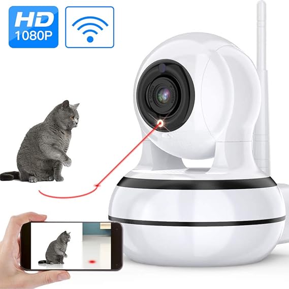 Home Security Camera, Pet Dog Camera with Interactive Laser