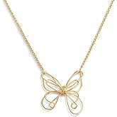 DEMDACO Women's Everyday Fashion Pendant Necklace, 16 Inch Gold-Plated, Wire Butterfly