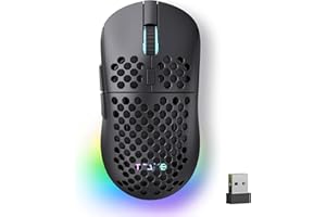 TMKB TECHNOLOGY MECHANICAL KEYBOARD TMKB Falcon M1 Wireless Gaming Mouse, 24000DPI Optical Sensor, 180Hrs Battery, Lightweight, 6 Programmable Buttons, RGB Strip, 2.4G/BT5.2/USB-C Wired for PC/Mac/Laptop - Matte Black