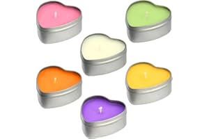 DEYBBY Scented Soywax Tea Light Candles, Big Size Heart Shaped Aromatherapy Candle - 6 Hours Burn Time, Silver Metal Travel Tin, for Spa, Home Décor, Wedding and Valentine's Day…