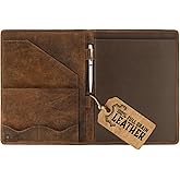 Moonster Leather Portfolio Professional Organizer Padfolio – Resume Folder with Luxury Pen - Leather Binder Portfolio Writing Pad with Business Card Holder - Portfolio Folder for Men & Women