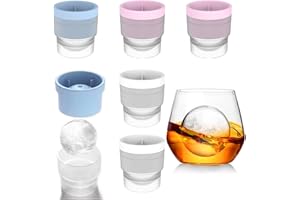 QUOBY 6 PCS Ice Ball Molds - 2.5" Large ice Ball molds for Freezing Cold Drinks, refrigerators, Baby Food, Whiskey and Cockta