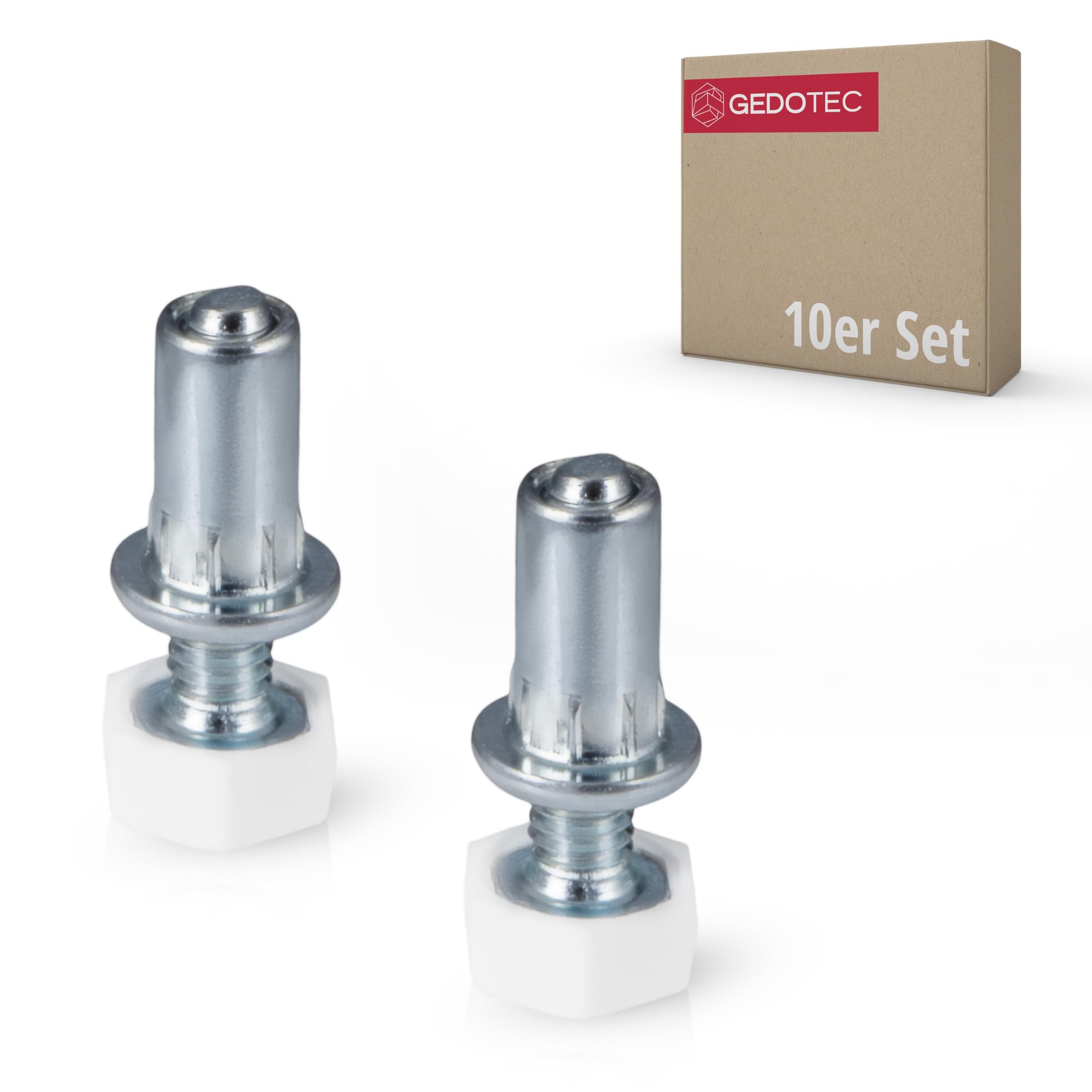 Gedotec adjustable furniture feet M6 adjustment screw height-adjustable galvanized steel | 10 pieces levelling feet - furniture screws with drive-in nut | M6 x 31 mm | load capacity: 200 kg