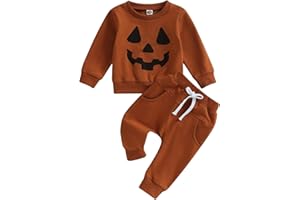 YINGISFITM Baby Boy Fall Clothes Toddler Halloween Outfit Boy Halloween Pumpkin Sweatshirt Shirt Pants Winter Outfit