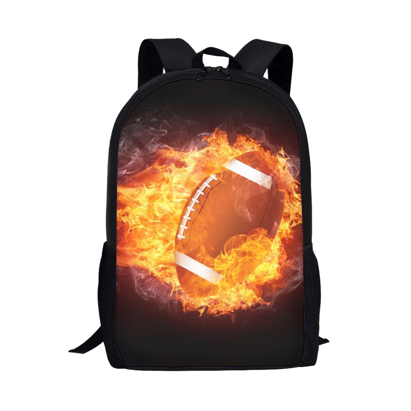 TOADDMOS Fire Rugby Print Kids Backpack for Boys Girls School Hiking Childrens Backpack Casual Daypack