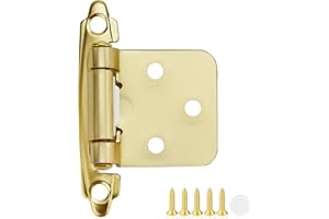 RAVINTE DECOR 50 Pack 25 Pair Gold Cabinet Hinges - 1/2 inch Overlay Kitchen Cabinet Hinges, Semi-Concealed Hinges, Self Closing Cabinet Door Hinges with Door Bumper, Gold Face Mount Cabinet Hardware