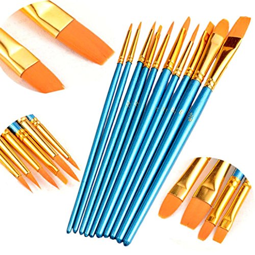 Tpingfe Acrylic Paint Brush Set, 5 Packs/50 Pcs Nylon Hair Brushes For All Purpose Oil Watercolor Painting Artist Professional Kits - Thumbnail 3