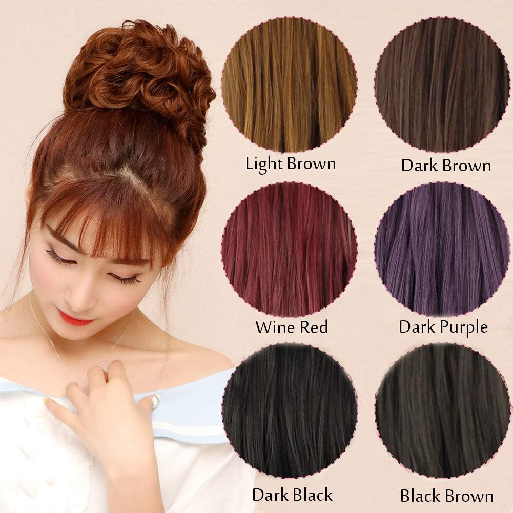 Super Thick Scrunchies Extension Curly Messy Bun Hair Pieces for Women Donut Updo Ponytail Hair Chignons Dark Purple - Image 5