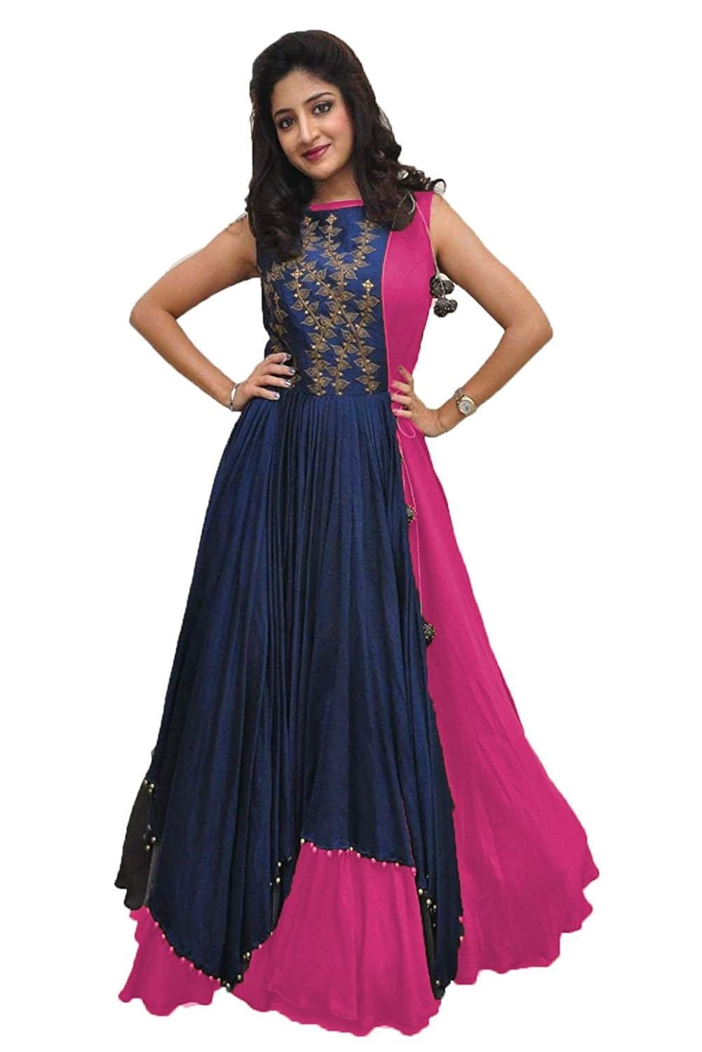 bridal4fashion women's banglori silk jacket type gown(tt pink_free size)