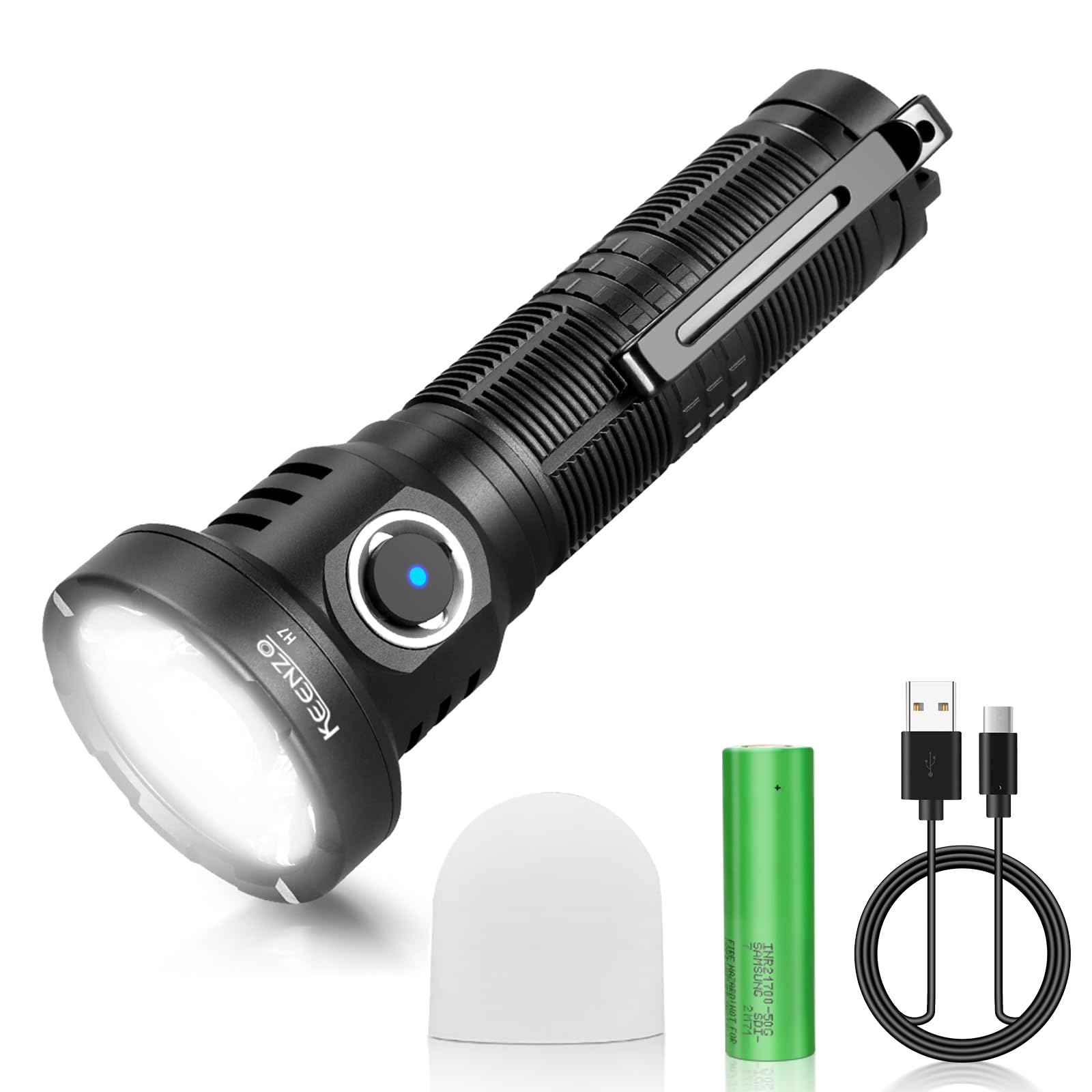 KEENZO LED Tactical Torch High Lumens Rechargeable Light Powerful Small Flashlight Bright Flashlight for Home Emergency, Camping & Hiking (KE-H7)