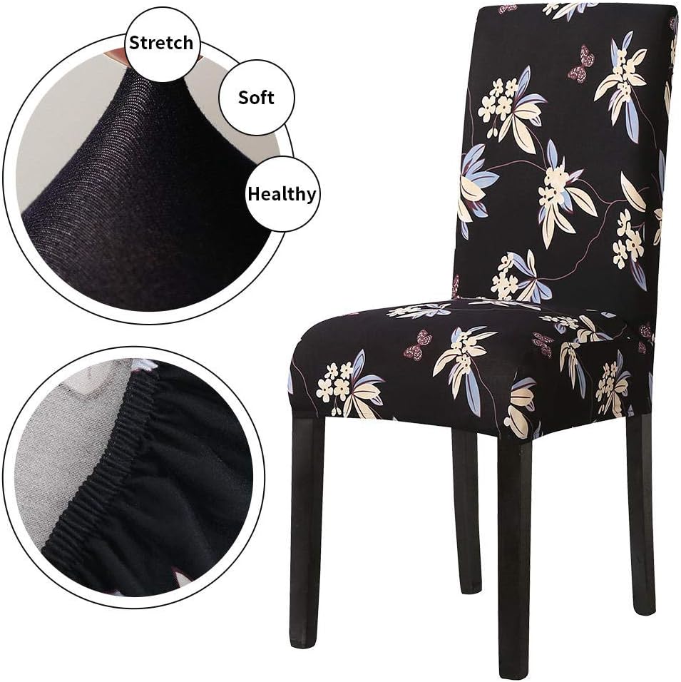 KOLIU 1/2 / 4PCS Fundas de Silla con Estampado Floral Spandex para Boda