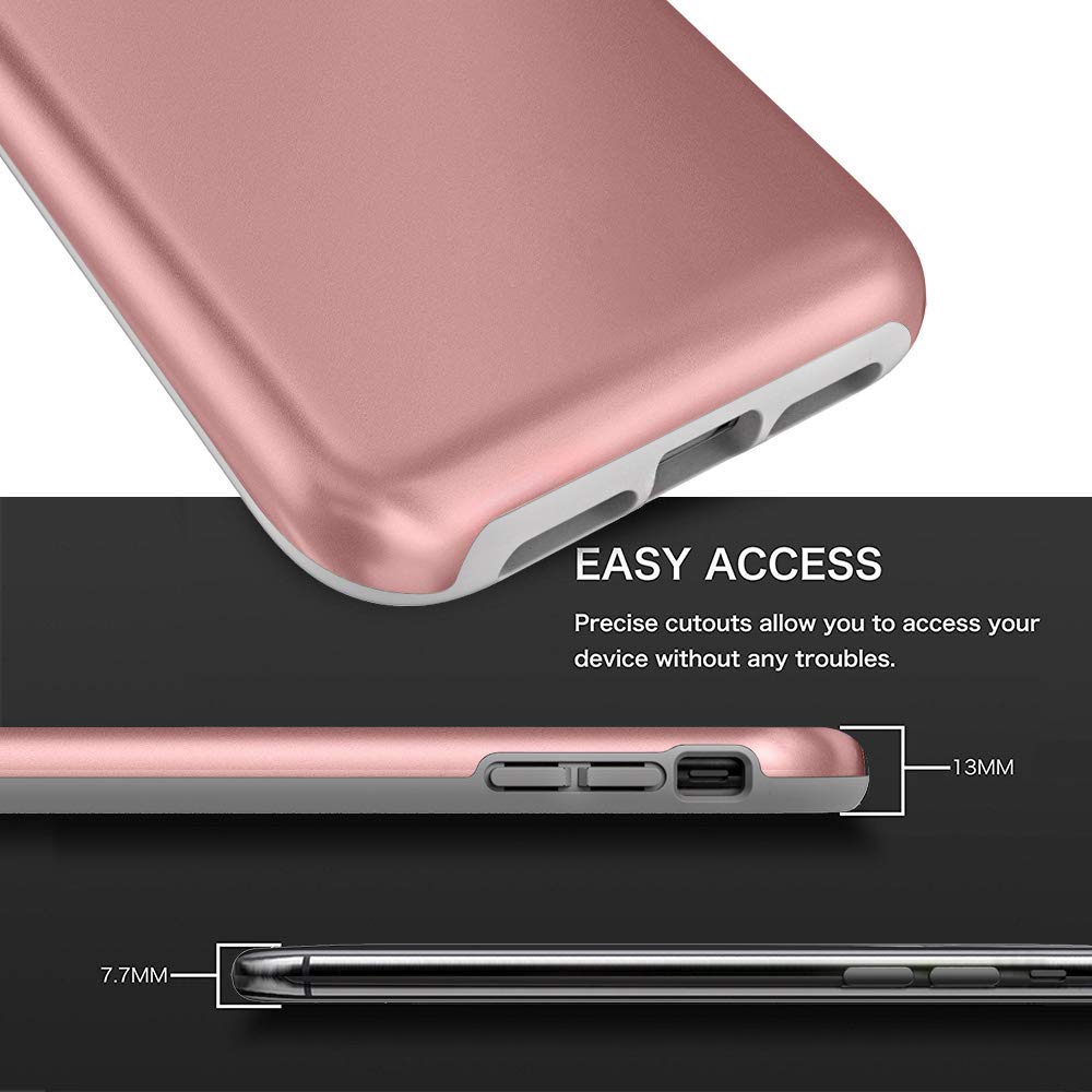 iPhone 2018 Case, 6.1 Inch, Androgate [Pearl Series] Hybrid Matte Protective Back Cover Bumper Case for Apple iPhone 2018 6.1’’, Pink Gold