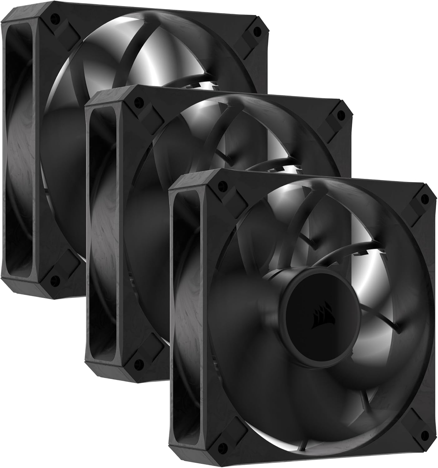 CORSAIR RS120 MAX 120-mm-PWM-Dicke-Lüfter – Hoher Statischer Druck – Flüssigkristallpolymer-Konstruktion – Dreierpack – Schwarz