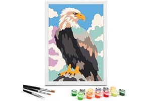 Nariolar Paint by Numbers for Kids Ages 4-8 with 7X9.5 inch Pre-Printed Cardboard,12 Acrylic Paint Pots and 3 Painting Brushes, Craft Gift Room Decor for Children,(Goshawk)