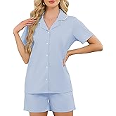 HEARTNICE Short Sleeve Pajamas Set for Women, Button Down Lounge Pjs Shorts with Pockets Sleepwear Summer 2 Piece Soft