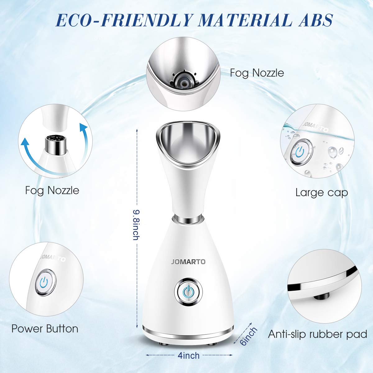 Facial Steamer, JOMARTO Nano Ionic Facial Steamer, Home Humidifier Personal Vaporizer, Portable Home Skin Spa Steamers, Warm Mist for Moisturizing and Blackheads Acne Skin Care, Ideal Gift: Beauty