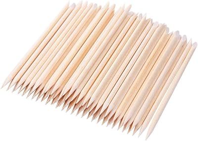 TEOYALL 100 PCS Orange Wooden Sticks Cuticle Pusher Nail Art Tools