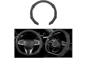Mandark Car Steering Wheel Cover, Suede Sport Vehicle Steer Wheel Protector Fitting 15 Inch, Non-Slip Comfortable Automotive Interior Decoration Accessories, Universal for Most Cars (Black)