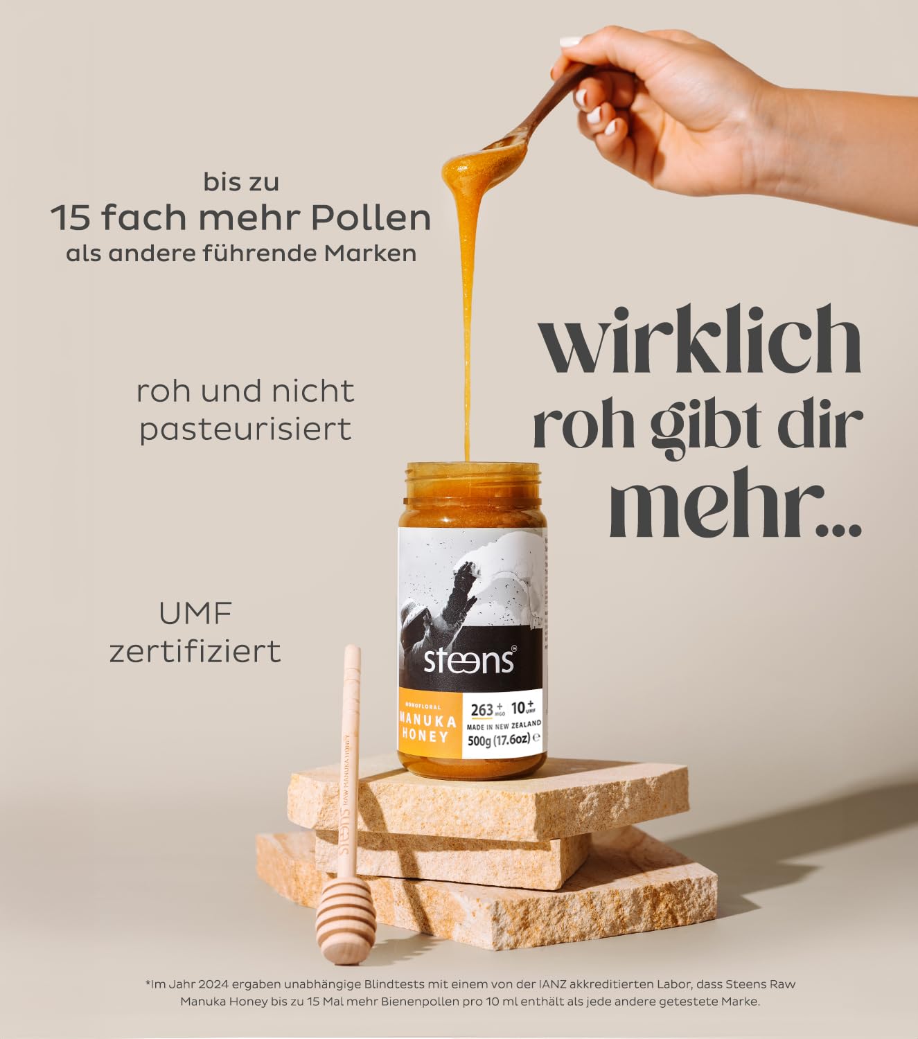 Steens Manuka Honey MGO 263+ - 500 g rein roher 100% zertifizierter UMF 10+ Manuka Honig - abgefüllt und versiegelt in Neuseeland 2