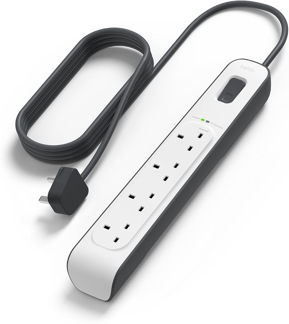 Belkin 4 Way 4 Plug 2 m Surge Protection Extension Lead White
