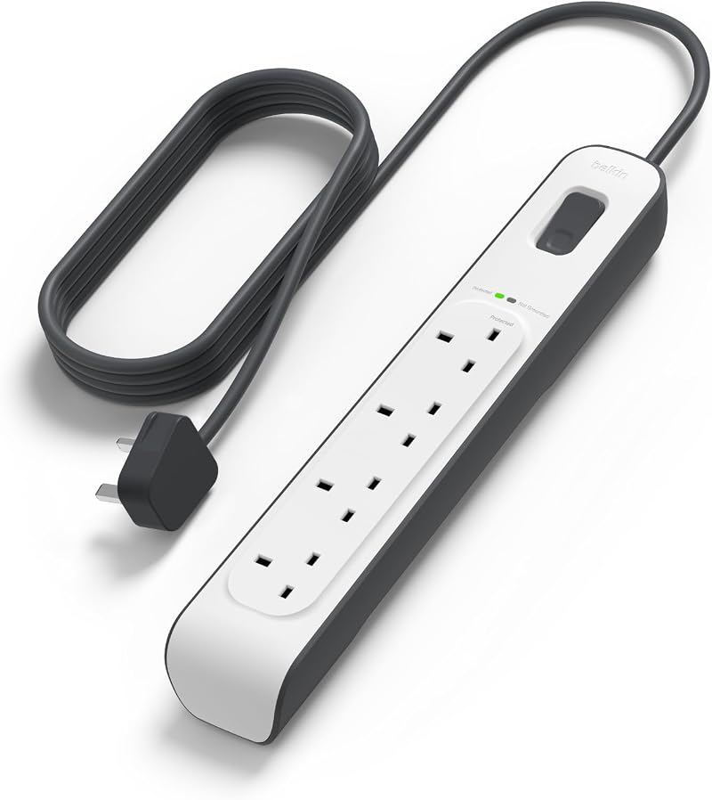 Belkin 4 Way 4 Plug 2 m Surge Protection Extension Lead White