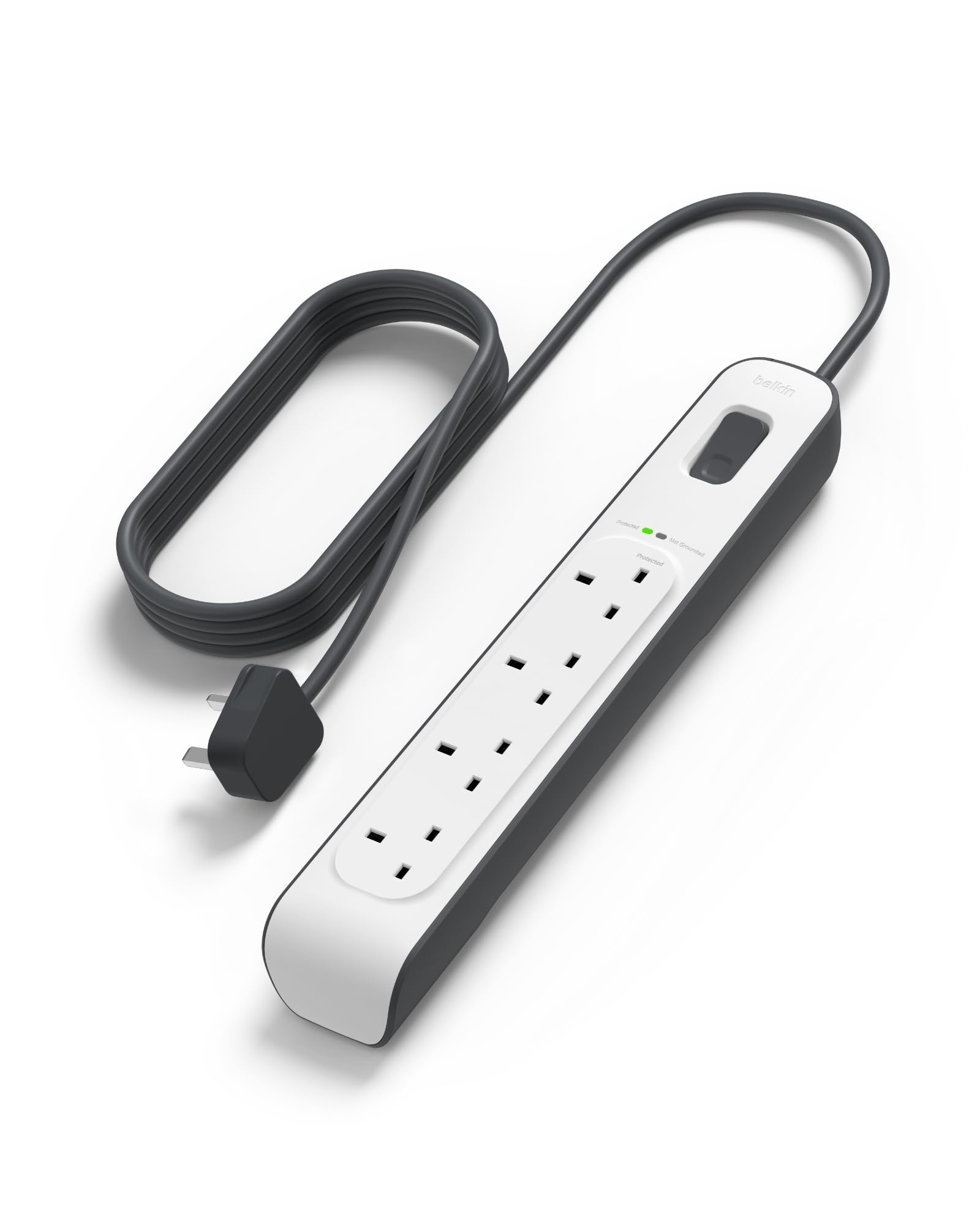 Belkin 4 Way/4 Plug 2 m Surge Protection Extension Lead Strip, White