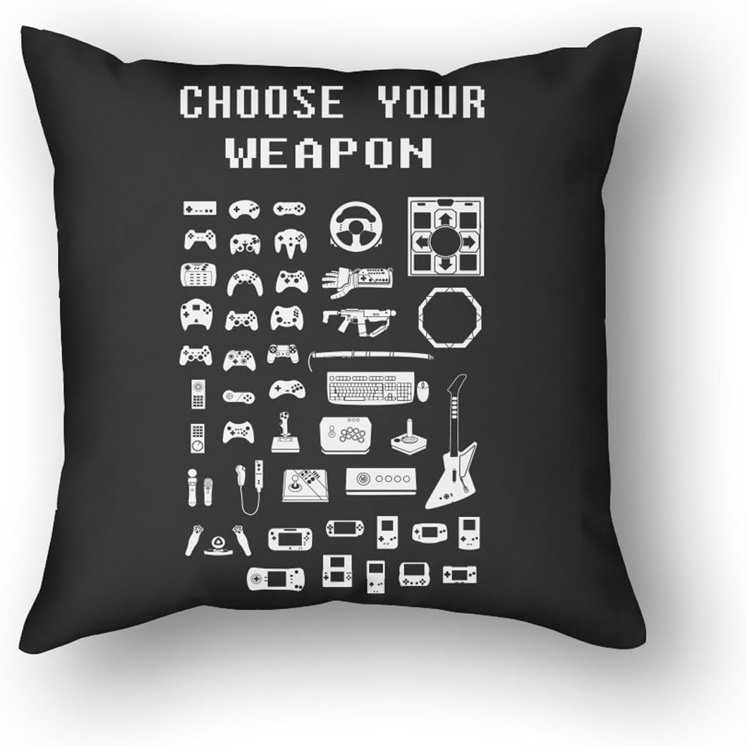 AnFuK Choose Your Weapon: Gamers Standard Throw Pillowcase Square Pillow Cover 18x18 Inch