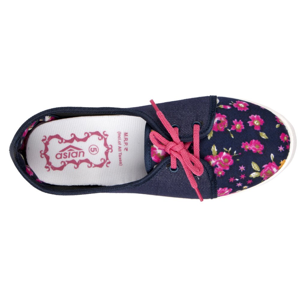 asian shoes lr-82 navy blue pink canvas women shoes