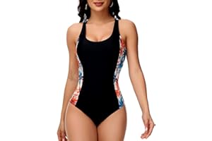 DUMYIG One Piece Swimsuit for Women Tummy Control Plus Size Sexy Bathing Suit Athletic Vintage Modest Swimwear Padded Push-Up