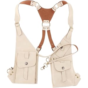 FashionCha Shoulder Harness Case PU Leather Underarm Bag Adjustable Double Shoulder Bag Concealed Pocket Wallet Bag Men Casua