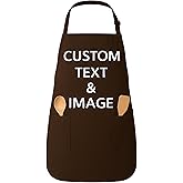 Just Customized Personalized Apron with Custom Name or Logo, Adjustable Neck, 2 Pockets, Easy-Care Cotton Blend
