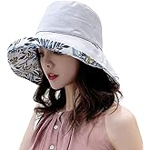 Women Wide Brim Sun Hats Metal Wired Edge Summer UV Protection Beach Fishing Hat for Hiking Garden Travel Chin Strap