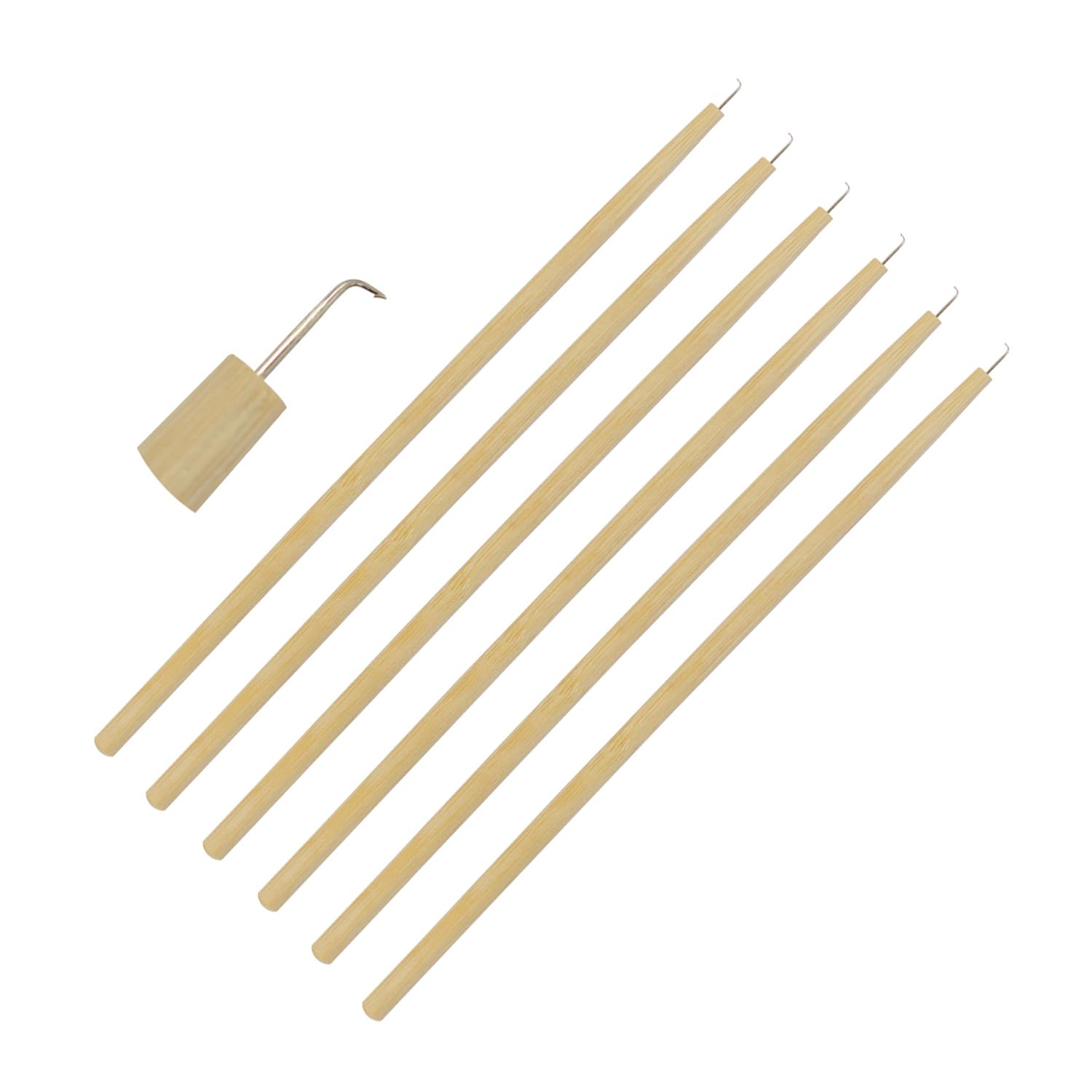 6 Pieces Ventilating Needles Pin Kit with Wood Handle for Lace Wig Making Repairing Weaving Tools Set