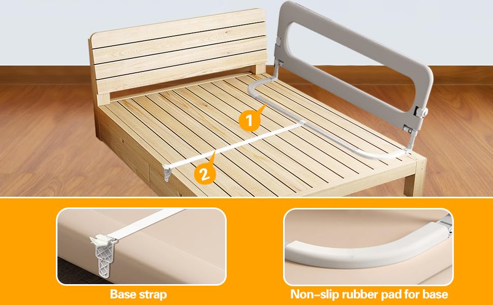 BOOM Toddler Bed Rails for Crib, Foldable Bed Rail for Toddlers, Adjustable Heights Portable Bedrail Extra Tall Child Safety Side Railing Guards for Kids, for Queen Full King Twin Crib Bunk Size Bed