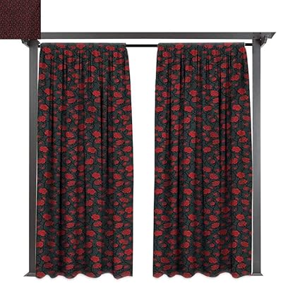 Amazon Com Bybyhome Outdoor Door Curtain Red And Black Romantic