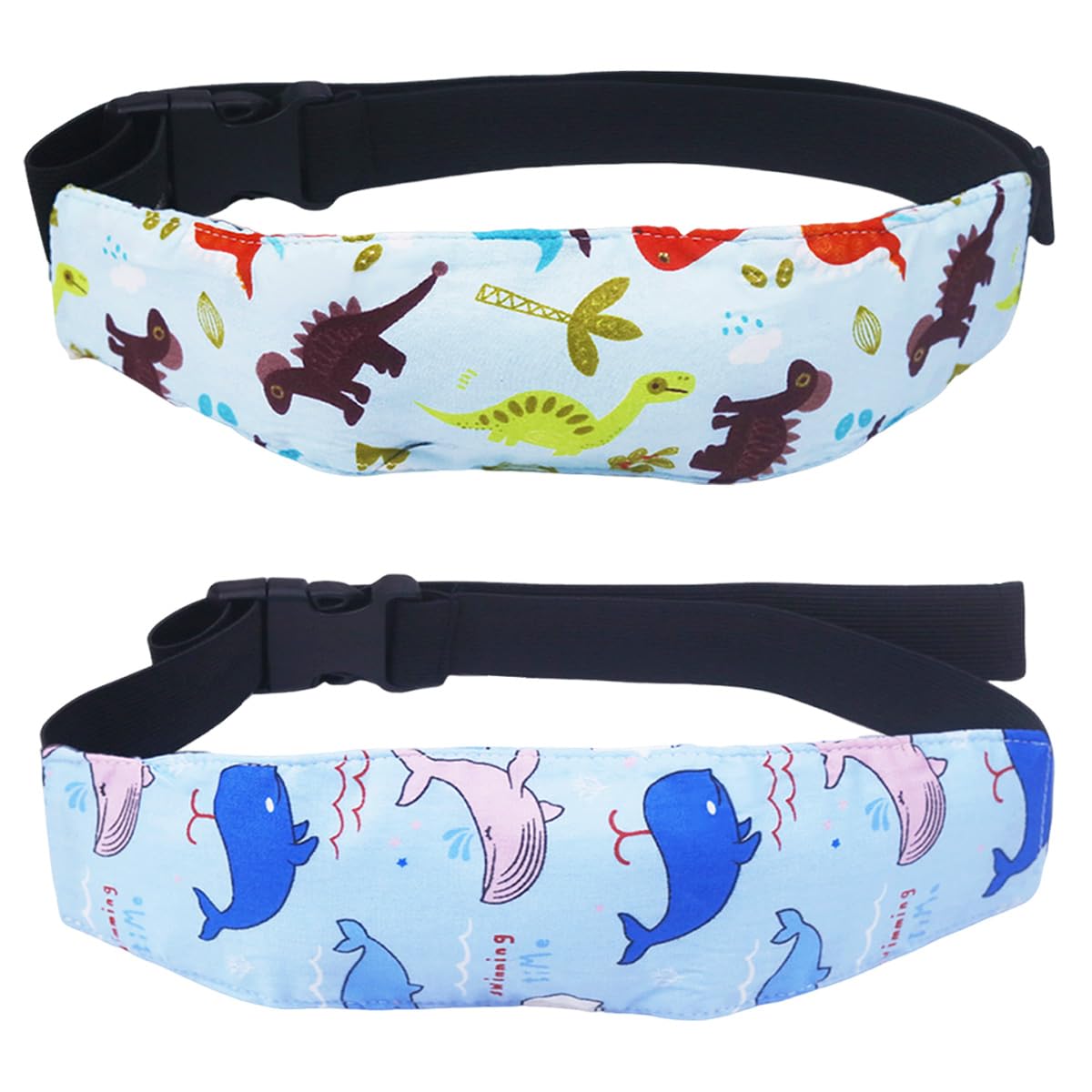 Photo 1 of 2 Pcs Baby Head Support Band for Stroller Car Seat Neck Relief and Head Support Holder for Kids Children Toddler Infant(Blue)