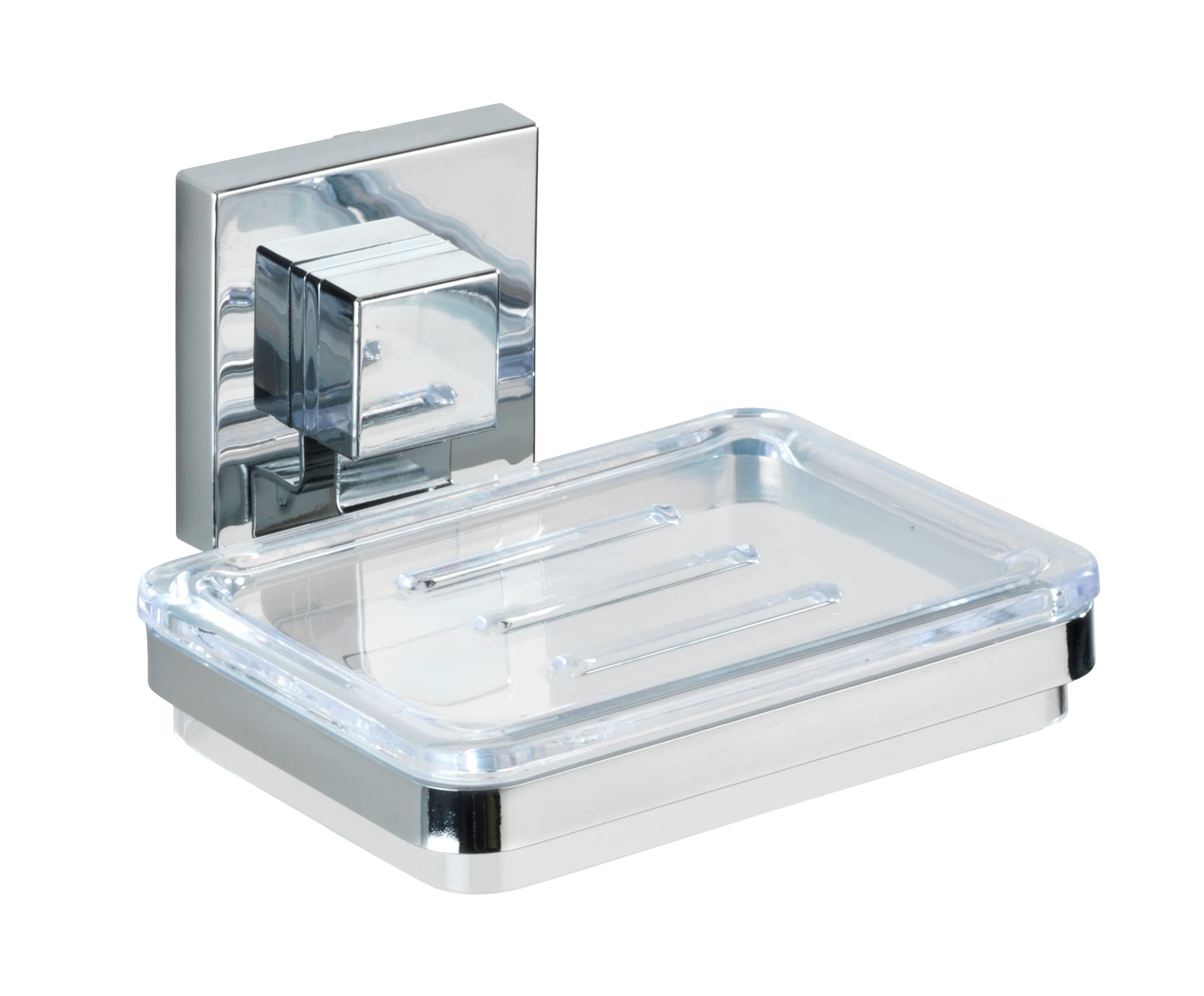 WENKO 22681100 Vacuum-Loc® soap holder Quadro, Stainless steel, 12 x 6.5 x 12 cm, Shiny