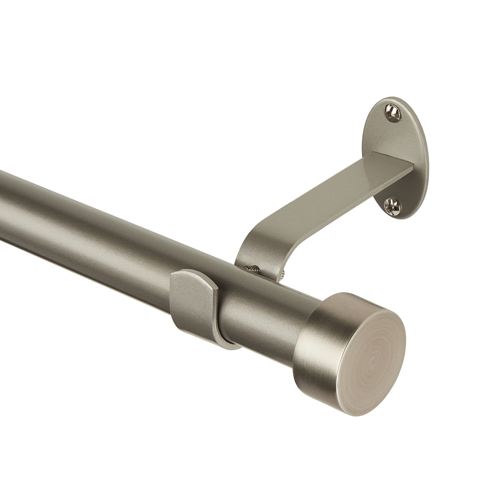 Elrene 1" Window Drapery Single Curtain Rod with Contemporary Cap Finial, Metal, Antique Pewter, 28"-48" Adjustable