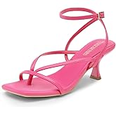DREAM PAIRS Women's kitten Low Strappy Lace Up Heels Open Square Toe Thong Ankle Strap Heels Sexy Fashion Comfort Dress Shoes Party Sylvestra Pumps Heeled Sandals