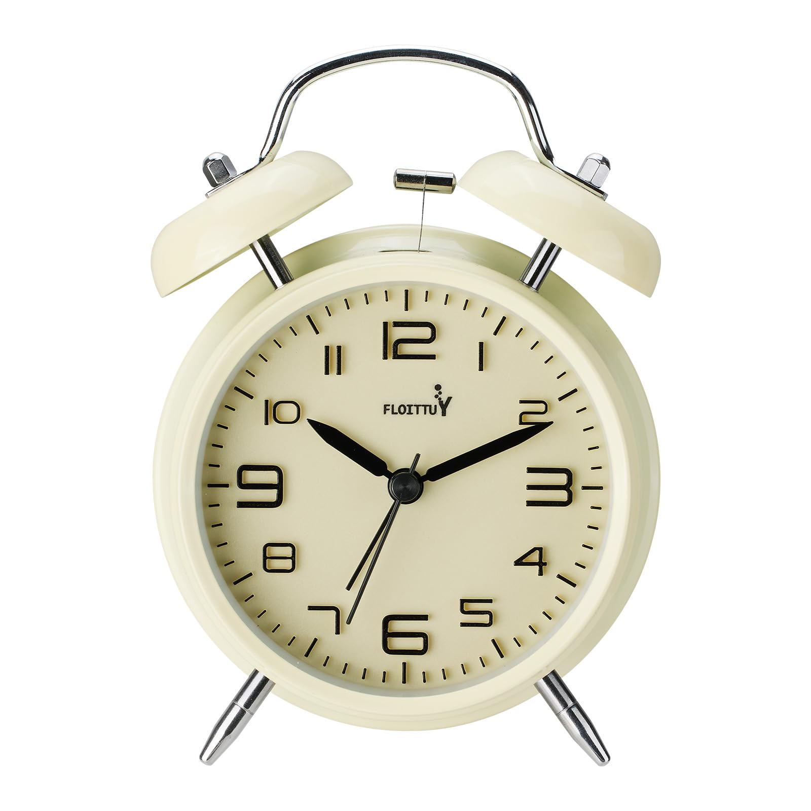 FLOITTUY (Loud Alarm for Deep Sleepers 4'' Twin Bell Alarm Clock, Stereo Digital Dial Alarm Clock with Backlight for Bedroom and Home Decoration(Cream Cheese)