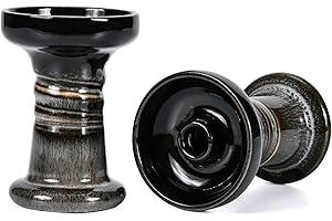 Hookah Bowl Phunnel Shisha Bowl - Kitosun Clay Hookah Head with Glaze Great for Dark Leaf Black Shisha Flavors Suck as Tangiers,Lavoo,Darkside 12-14 Grams 1 Hour Smoking Session (Mars-White&Black)