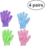 Milisten 4 Pairs Bath Exfoliating Gloves Shower Scrubbing Massage Mitts for Men view 2