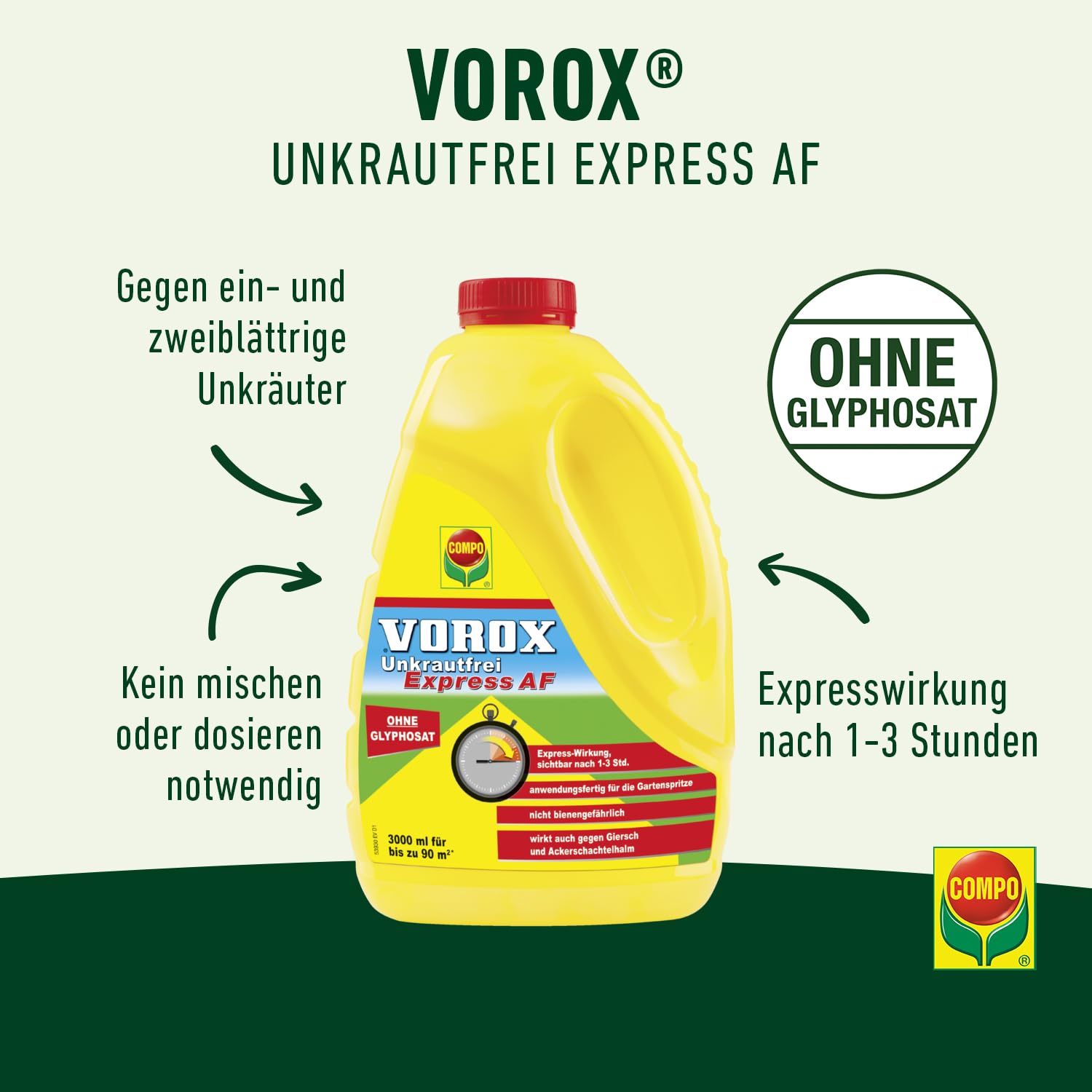 VOROX Unkrautfrei Express - anwendungsfertiger Unkrautvernichter - bekämpft Unkraut, Algen & Moos - wirkt gegen mehr als 50 Unkräuter - Anwendung zwischen Gemüse- und Zierpflanzen - 3 Liter 2