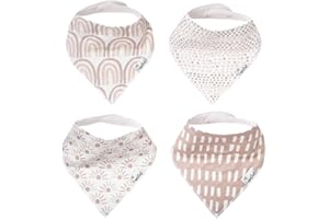 Copper Pearl 4 Pack Soft Cotton Baby Bibs for Drooling and Teething, Absorbent Drool Bibs for Baby Girl and Boy, Adjustable to Fit Newborns to Toddlers, Tons of Styles (Bliss)