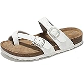 Project Cloud 100% Genuine Leather Womens Sandals -Lightweight Womens Slides Memory Foam Insole & Cork Footbed Sandals Women - Non-Slip Beach Essentials Summer Sandals for Women 2026 (Lian)