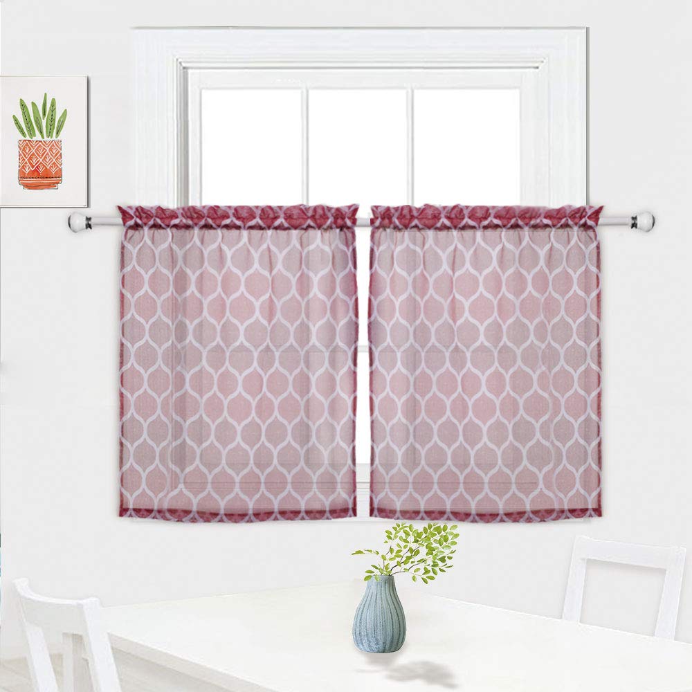 56 x 15 Teal/Navy Trellis Design Valance Curtains for Windows Rod